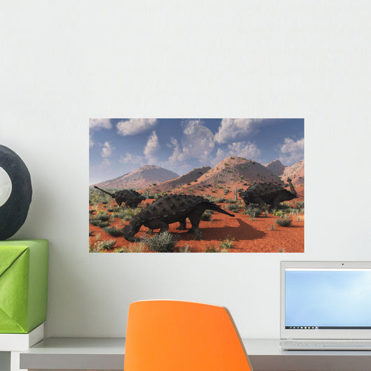 Group Pinacosaurus Dinosaurs Grazing Wall Decal