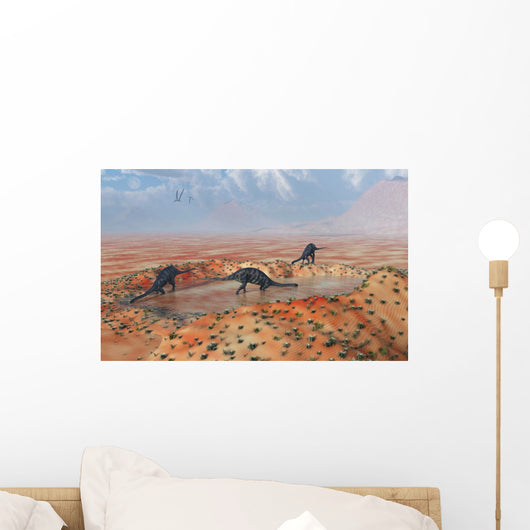 Family Massospondylus Watering Hole Desert Wall Decal