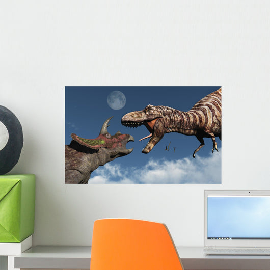 Tyrannosaurus Rex Confronting Triceratops Wall Decal