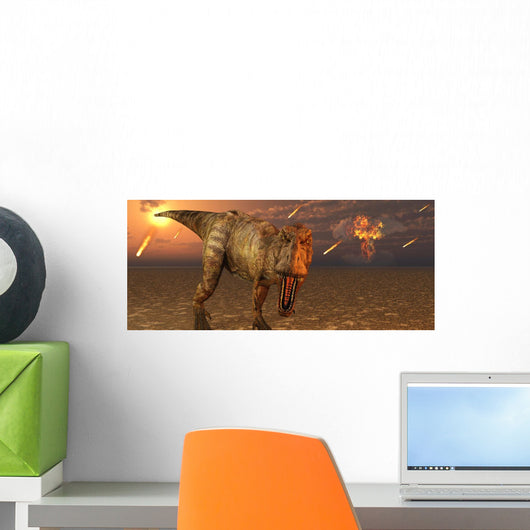 Asteroid Hitting Earth Marking T-rex Evening Wall Decal
