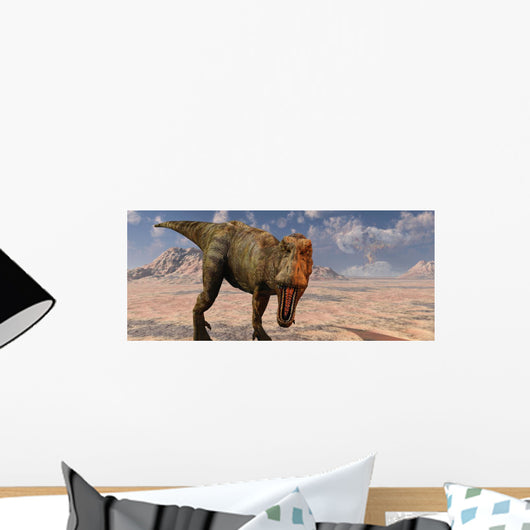 Asteroid Hitting Earth Marking T-rex Wall Decal