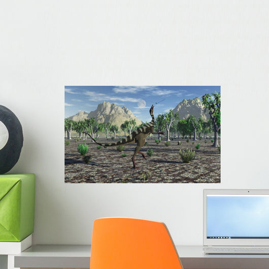 Pelecanimimus Dinosaur Chasing Dragonfly Wall Decal