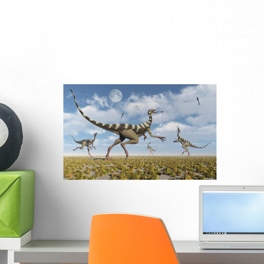 Group Pelecanimimus Dinosaurs Chasing Wall Decal