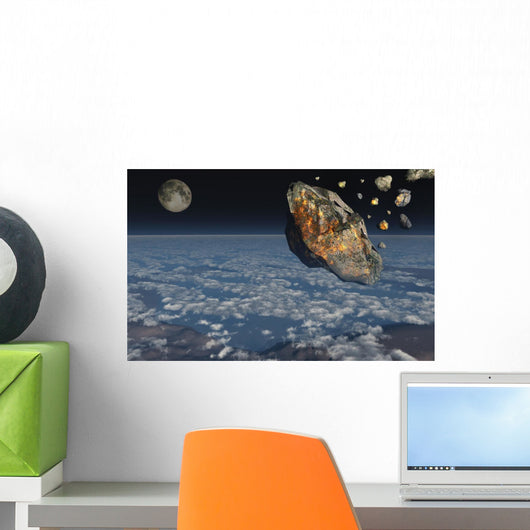 Giant Asteroid Burning up Night Wall Decal