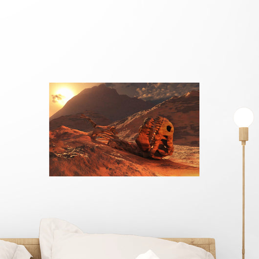 Fossilized Skeleton T-rex Dinosaur Evening Wall Decal
