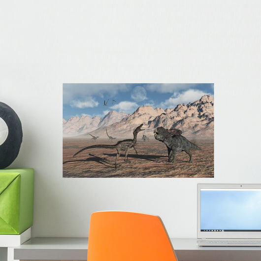 Predatory Velociraptor Stalking Pair Close-up Wall Decal