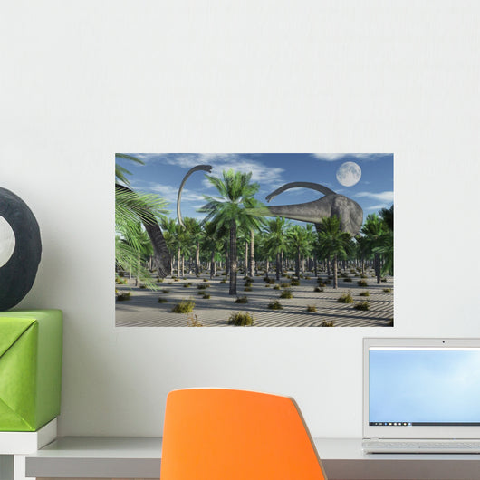 Small Herd Omeisaurus Dinosaurs Landscape Wall Decal