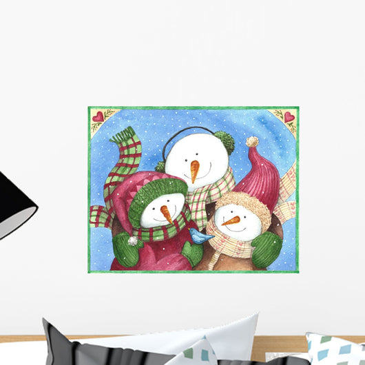 snowman with bluebird Wall Mural