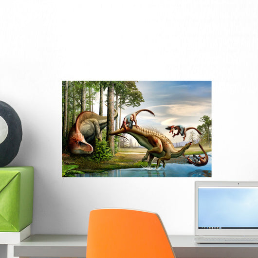 Acrocanthosaurus Observes Tenontosaurus Being Wall Decal