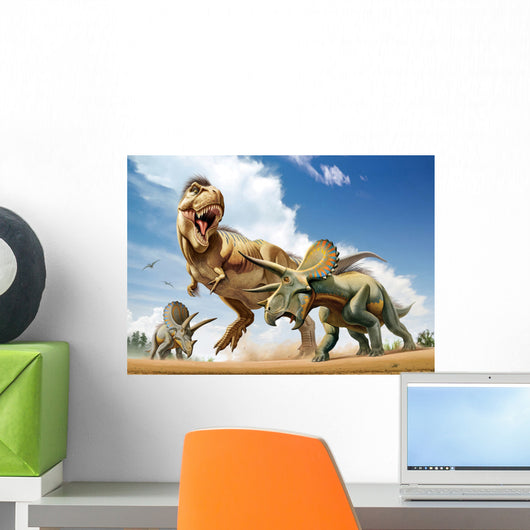 Tyrannosaurus Rex Fighting with Wall Decal