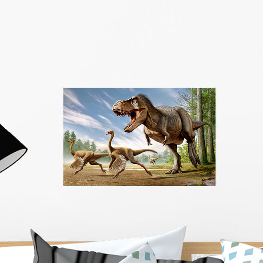 Tyrannosaurus Rex Attacking Two Wall Decal