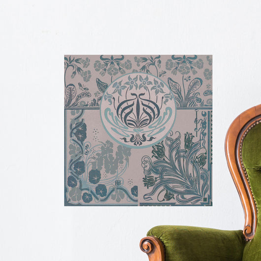 Teal Art Nouveau Wall Mural
