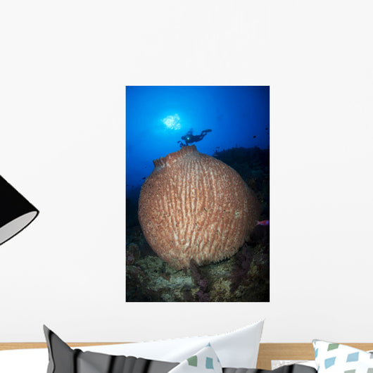 Diver with Torchlight over Wall Decal