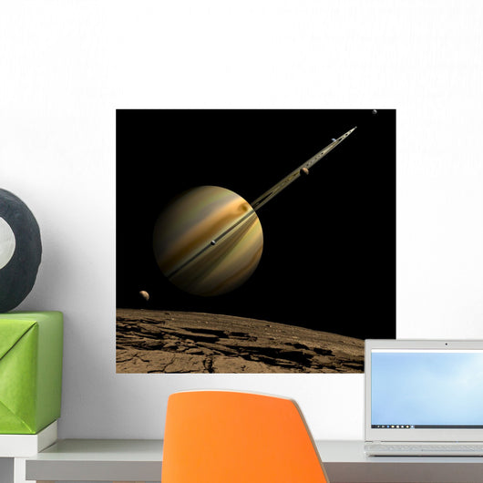 Artist's Depiction Ringed Yellow Gas Giant Wall Decal