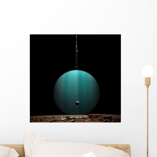 Artist's Depiction Blue Ringed Gas Giant Vertical Wall Decal