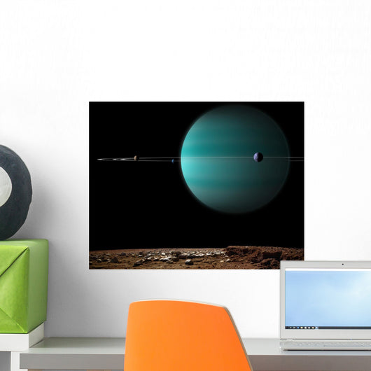 Artist's Depiction Blue Ringed Gas Giant Wall Decal