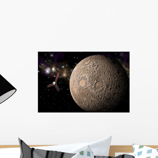 Probe Investigating Heavily Cratered Horizontal Wall Decal
