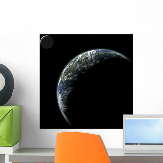 Earth-like Planet with Orbiting Wall Decal