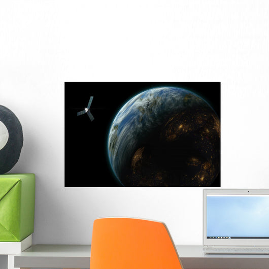 Artist's Depiction Satellite Orbit Horizontal Wall Decal