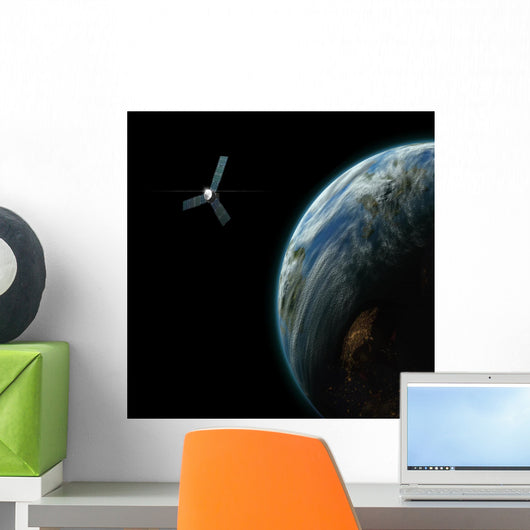 Artist's Depiction Satellite Orbit Distant Wall Decal