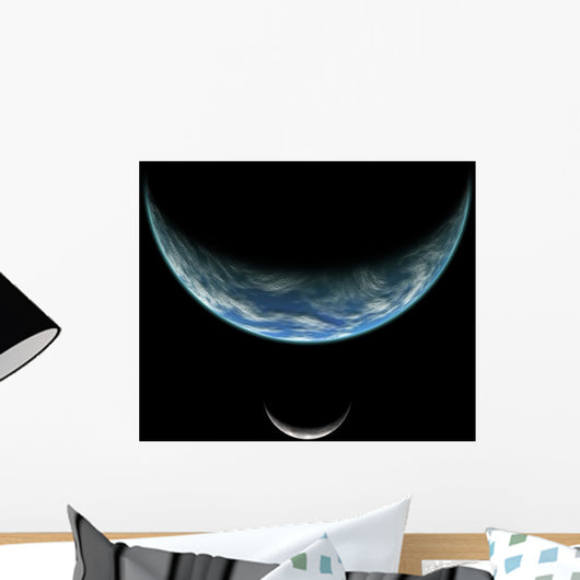 Artist's Depiction Earth-like Planet and Moon Wall Decal