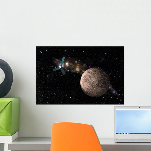 Probe Investigating Heavily Cratered Wall Decal