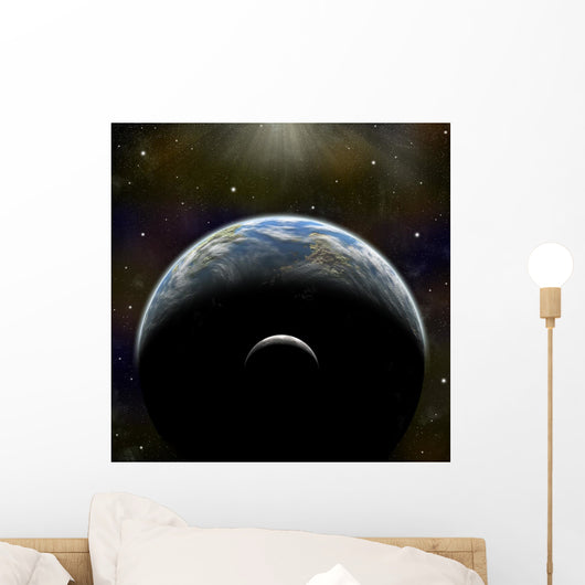 Artist's Depiction Earth-like Planet Moon Shadow Wall Decal