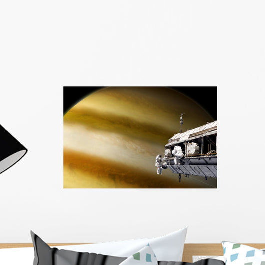 Astronauts Performing Work Space Gas Giant Horizontal Wall Decal