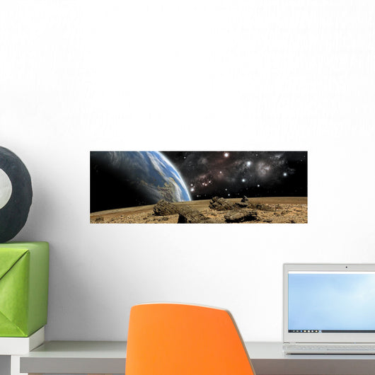 Earth-like Planet Rises Thin Wall Decal