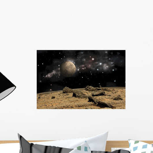 Moon Rises over Rocky Moon Horizontal Wall Decal
