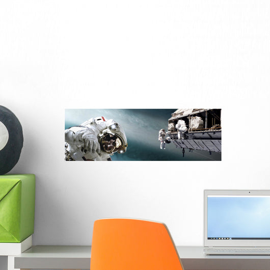 Astronauts Performing Work Space Close-up Wall Decal
