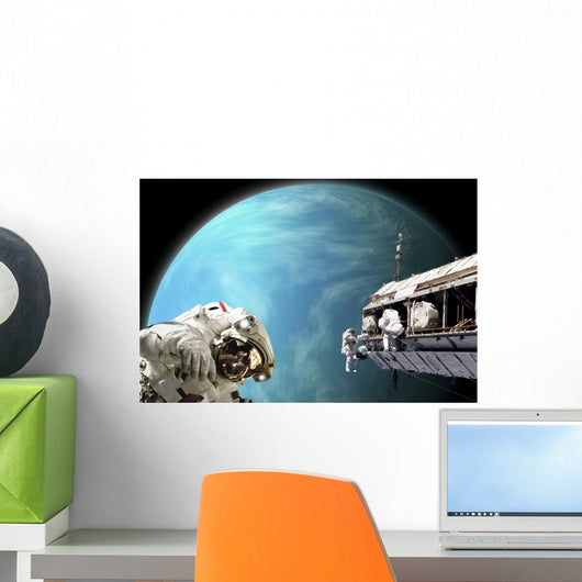 Astronauts Performing Work Space Neptune Wall Decal