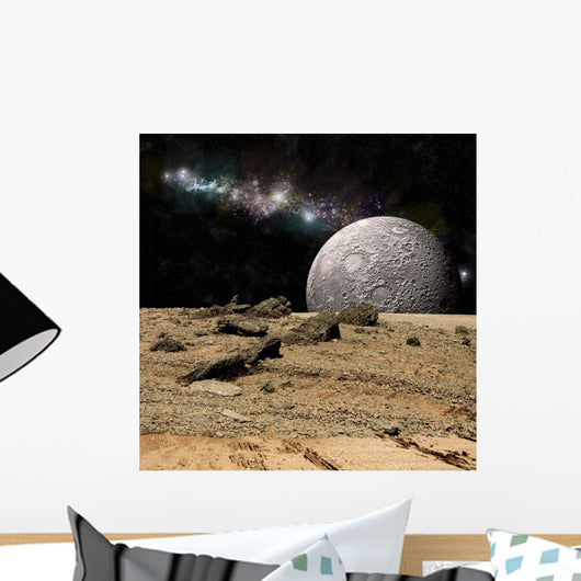 Moon Rises over Rocky Wall Decal