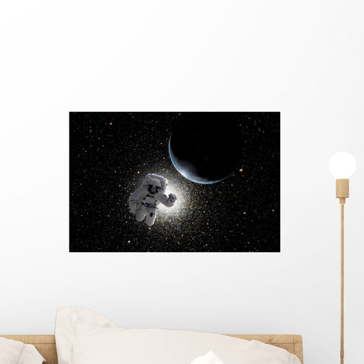 Astronaut Floating Deep Space Horizontal Wall Decal