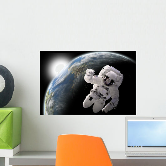 Astronaut Floating Outer Space Vertical Wall Decal