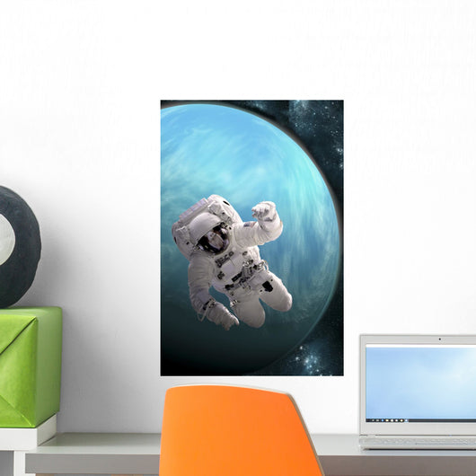 Artist's Concept Astronaut Floating Blue Planet Vertical Wall Decal