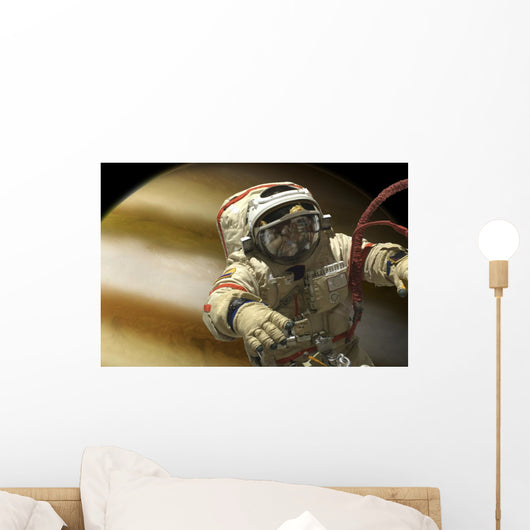 Cosmonaut Floats Space Horizontal Wall Decal