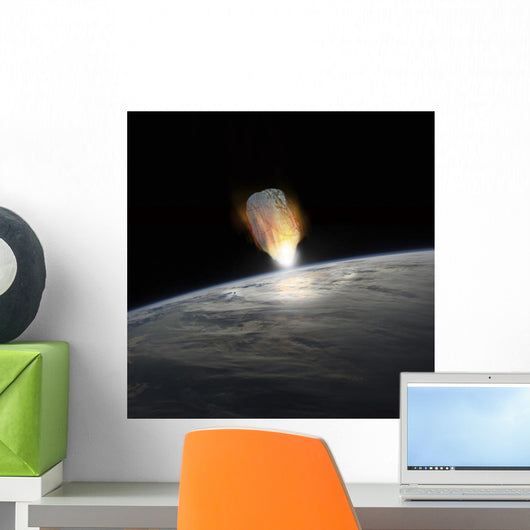 Massive Asteroid Enters Atmosphere Distant Wall Decal