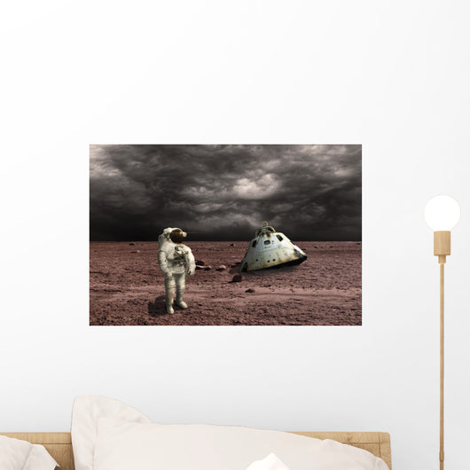 Astronaut Surveys His Situation Storm Planet Wall Decal