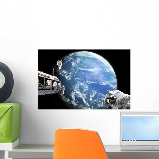 Astronauts Perform Work Space Wall Decal