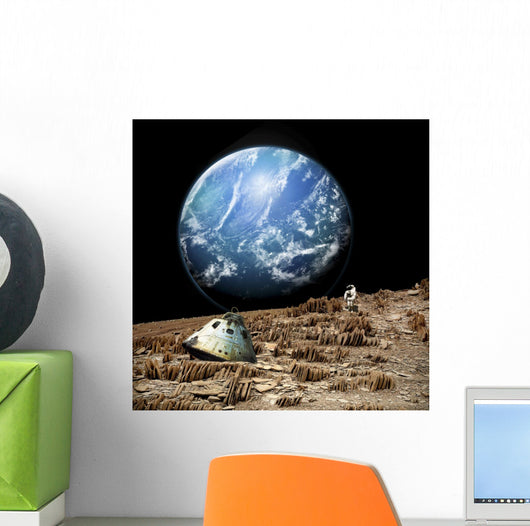 Astronaut Surveys His Situation Crag Planet Wall Decal