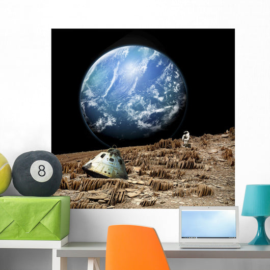 Astronaut Surveys His Situation Crag Planet Wall Decal