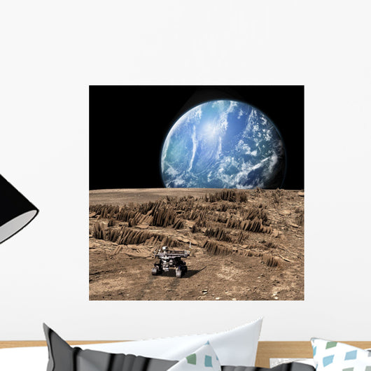 Rover Explores Rocky Barren Wall Decal