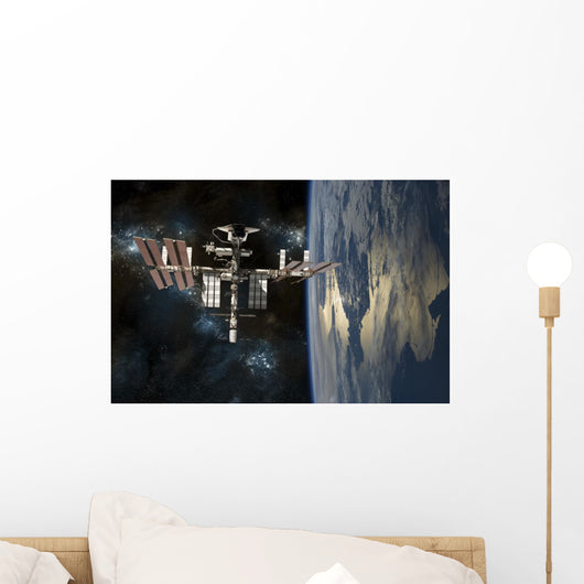 Space Shuttle Docked International Planet Right Wall Decal