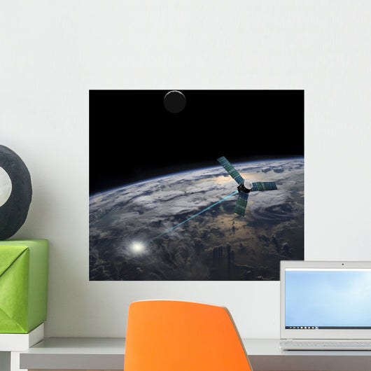 Satellite Firing Energy Weapon Moon Wall Decal