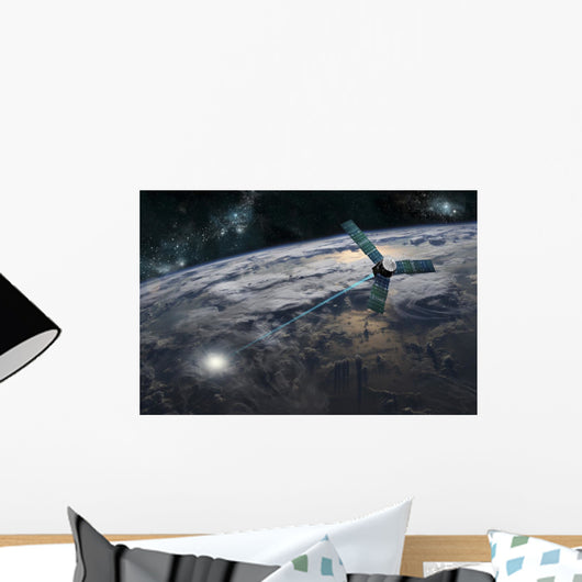 Satellite Firing Energy Weapon Stars Wall Decal