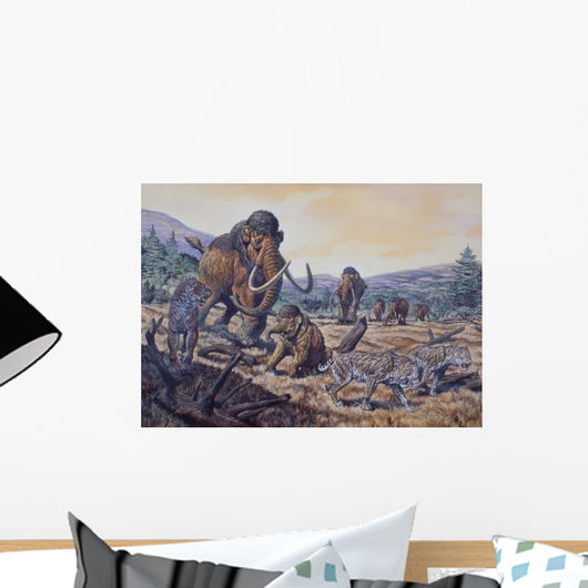 Herd Woolly Mammoth and Wall Decal