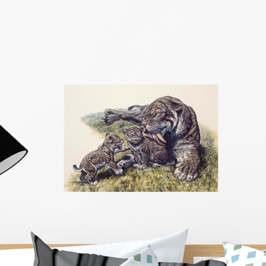 Smilodon Sabertooth Mother and Wall Decal