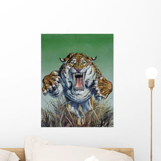 Smilodon Springing Forward Viewer Wall Decal