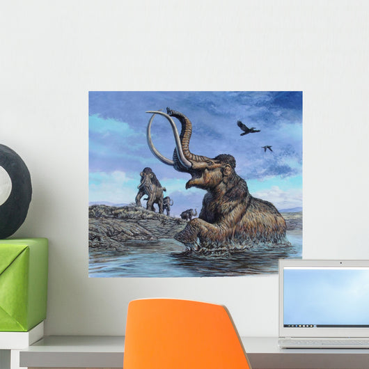 Columbian Mammoth Trapped Asphalt Wall Decal